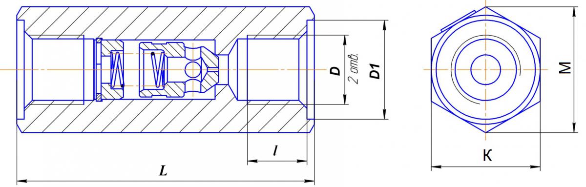 Клапаны КЛ 6.3 (8.3, 10.3, 16.3, 20.3, 25.3, 32.3) - схема: габаритные размеры