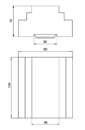Схема габаритных размеров блока управления БУАВР.К.220.М